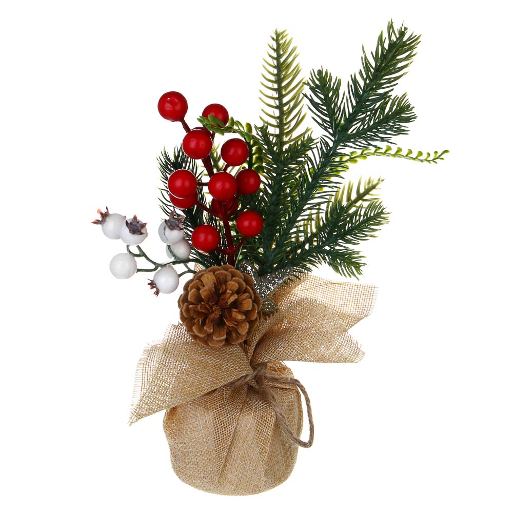 СНОУ БУМ Хвойный декор 29 см, пластик, пенопласт, металл, мешковина, дерево - #2