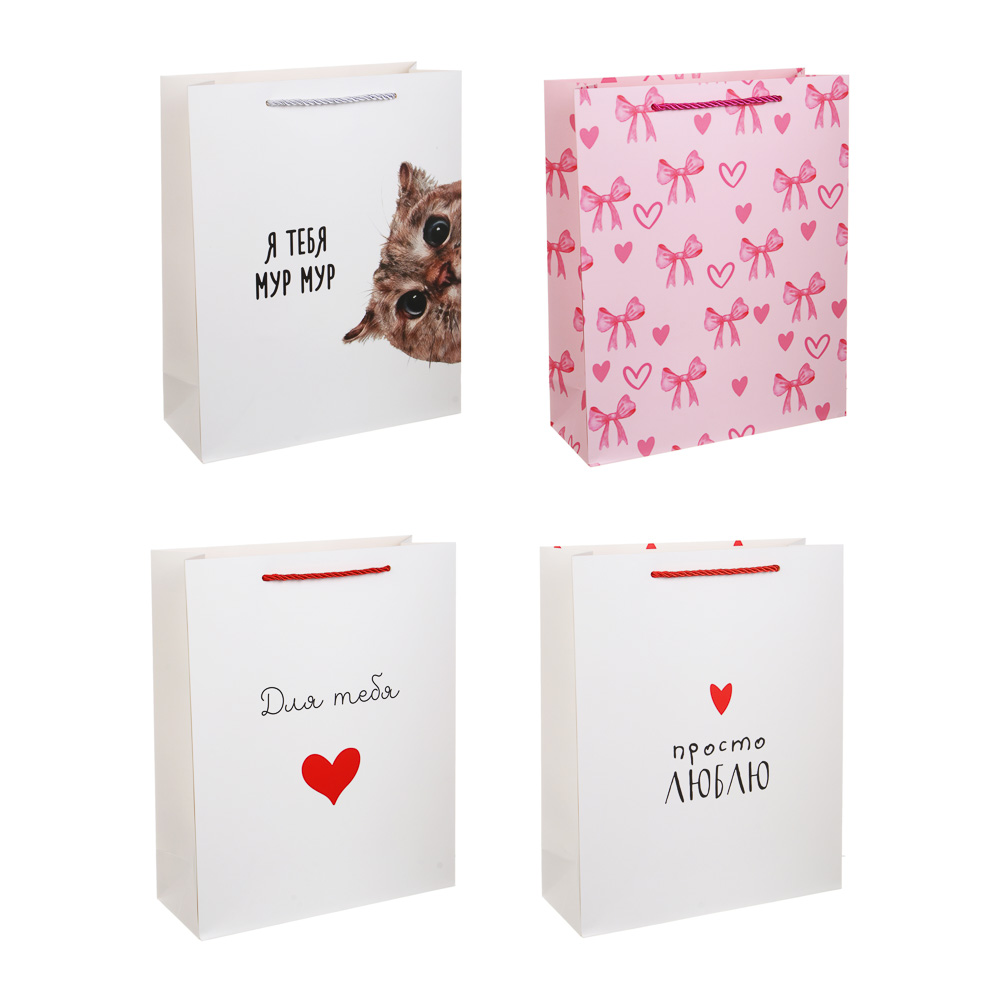 Пакет подарочный бумажный тм LADECOR L 26x32x10 см, 4 дизайна - #1