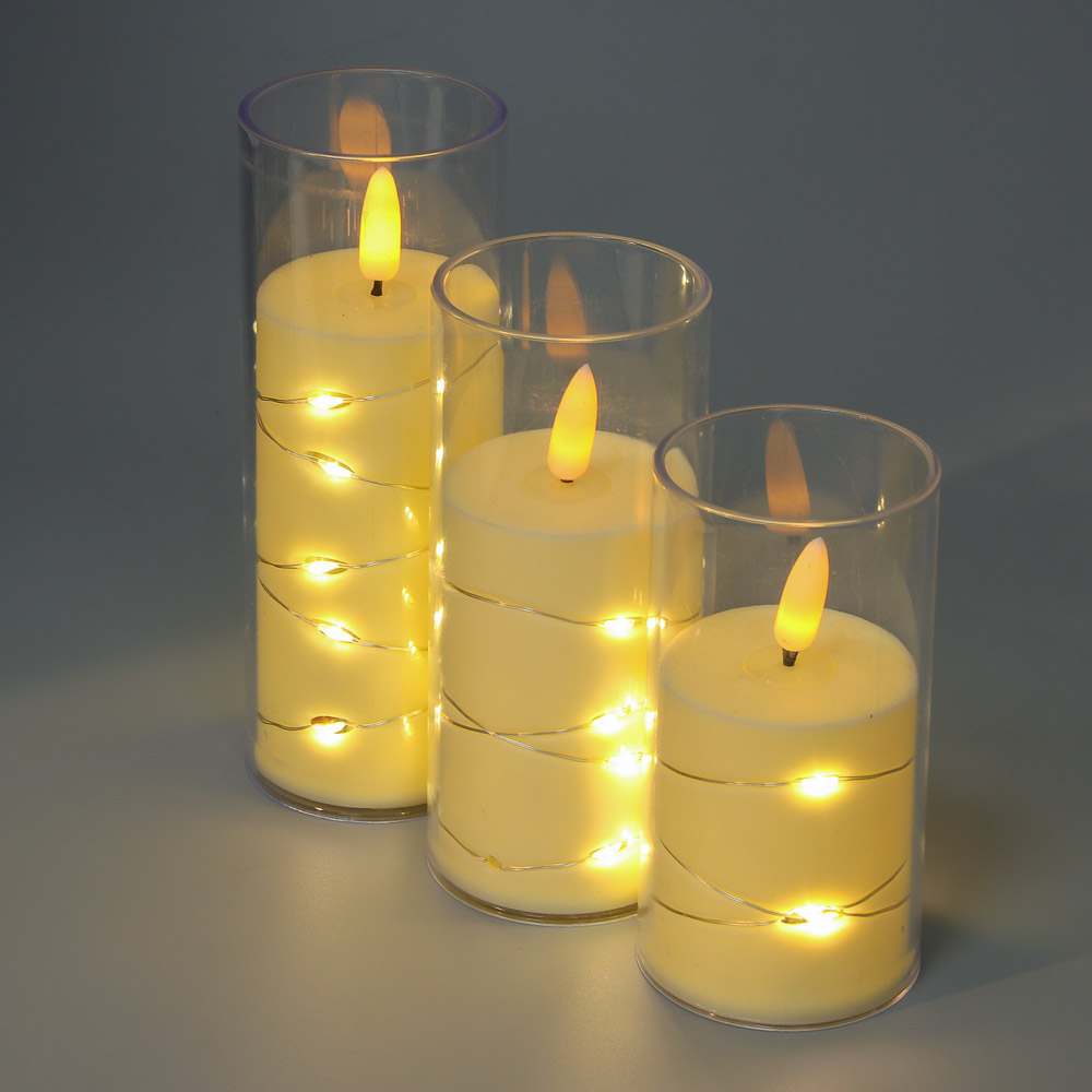 СНОУ БУМ Светильник декоративный LED в виде свечи в стакане, 5,5x10,5см, PP, PS, 3хAG13, 1 режим - #8