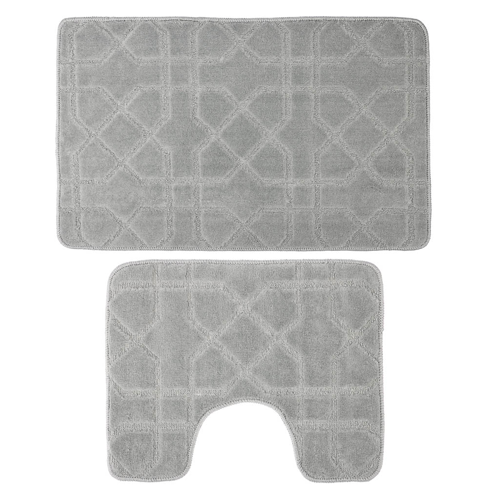 Набор ковриков для ванной и туалета тм VETTA Геометрия, 50x80см + 50x40см, полиэстер, 3 цвета - #6