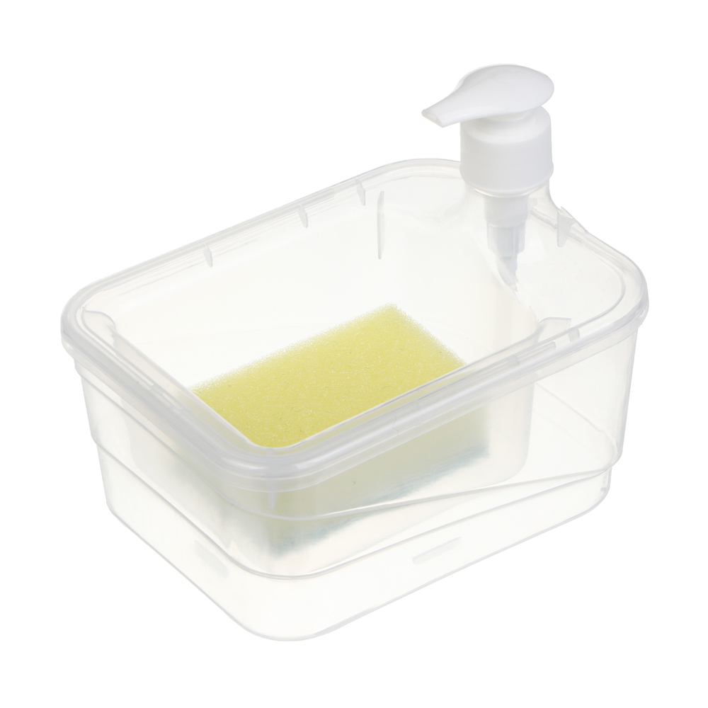 Дозатор для моющего средства, тм VETTA, отсек для губки, губка в компл., 500 мл, 17х13х14см, пластик - #1
