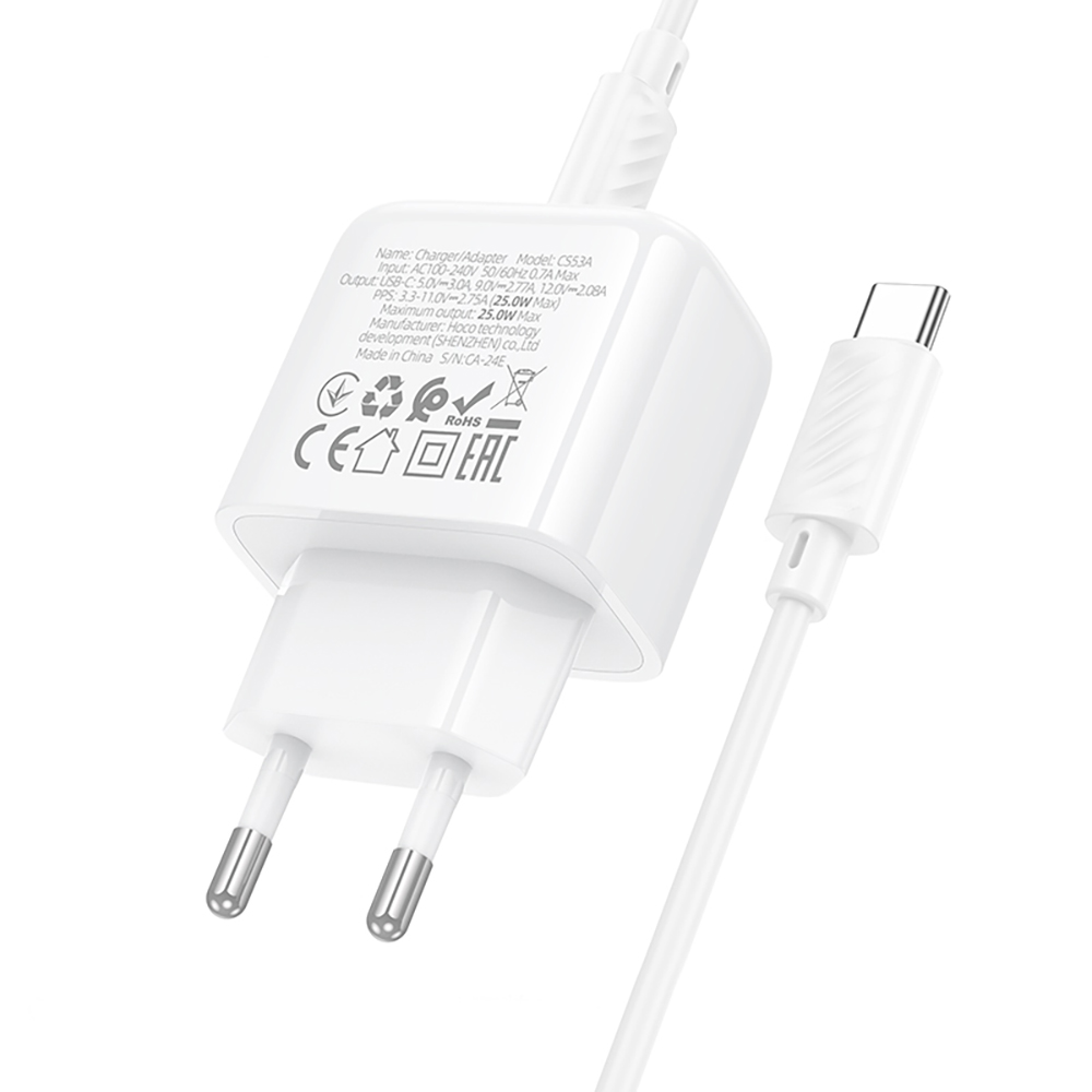 Комплект СЗУ hoco. модель CS53A, USB-C, PD25Вт, каб. C-C, белый - #7