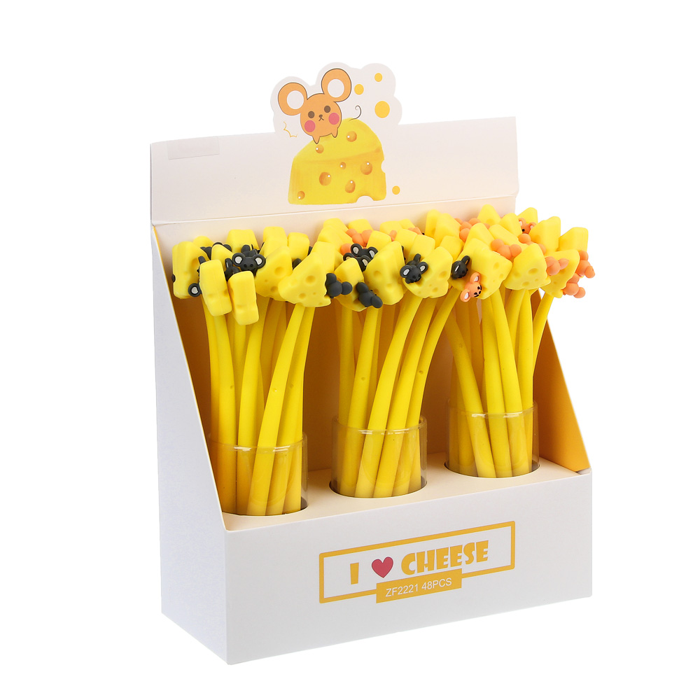 Ручка гелевая синяя 0,5мм, "Сырные палочки", силиконовый корпус, 2 вида, шоу-бокс - #10