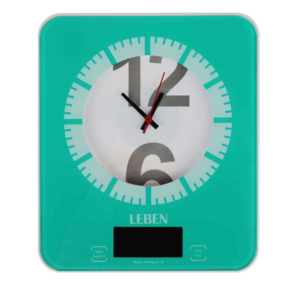 LEBEN Весы кухонные электронные с часами, макс.нагр.до 5кг (точн.измер. 1 гр), пластик, 2 цвета - #2