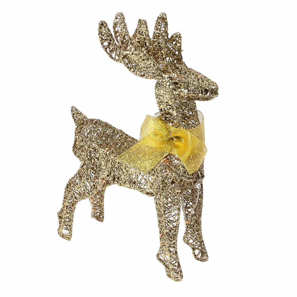 СНОУ БУМ Олень, 30 LED, 40 см, шампань, постоянное свечение - #1