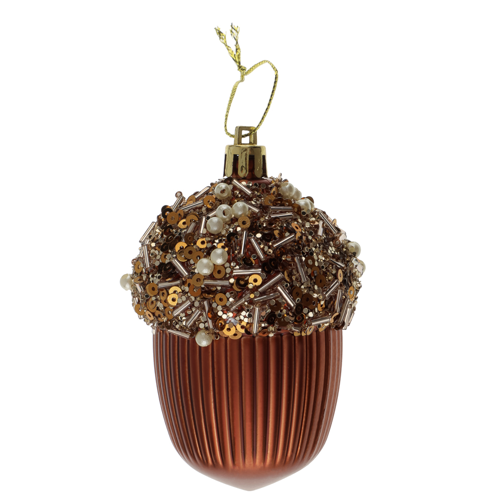 СНОУ БУМ Подвеска декоративная "Желудь" 6х6х9 см 1 шт, пластик, глиттер, 2 цвета - #2