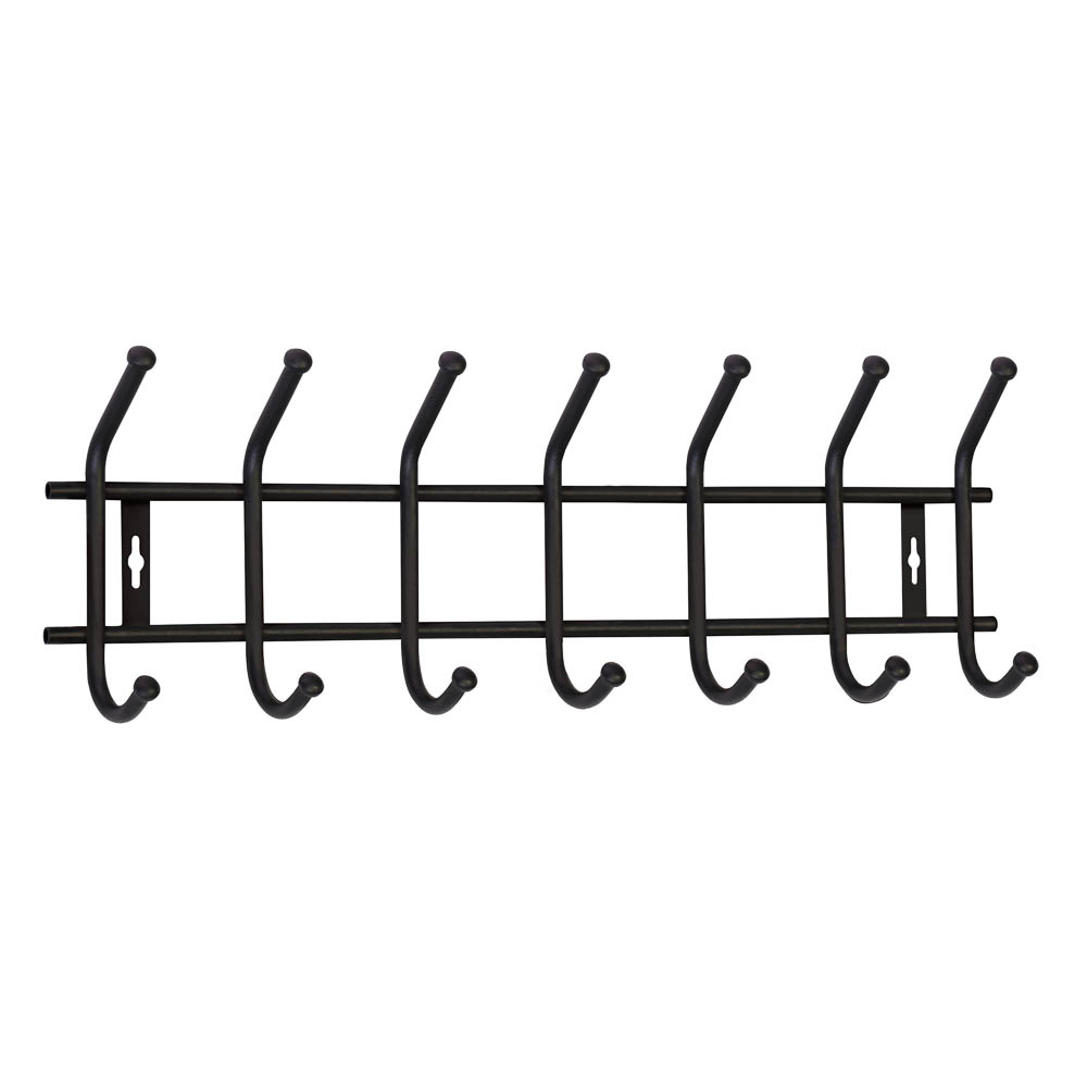 Вешалка настенная, 7 крючков, металл, цвет матовый черный - #1