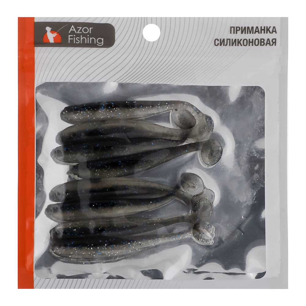 Приманка мягкая "Виброхвост оффсет 2.8" тм AZOR FISHING,силикон Премиум,70 мм,8 шт. в уп,микс цветов - #4