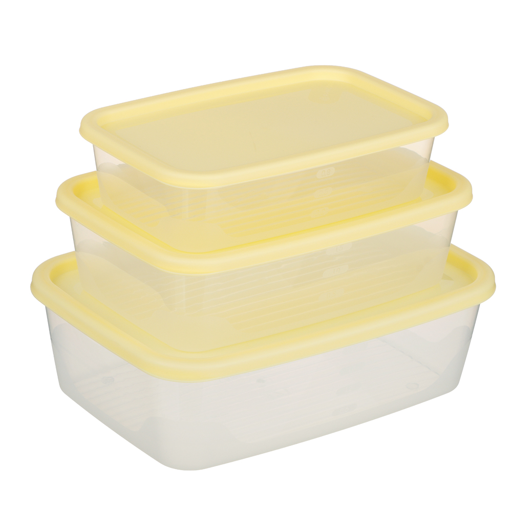 Набор прямоугольных контейнеров пищевых 3шт (1л; 1,7л; 2,7л), пластик - #2