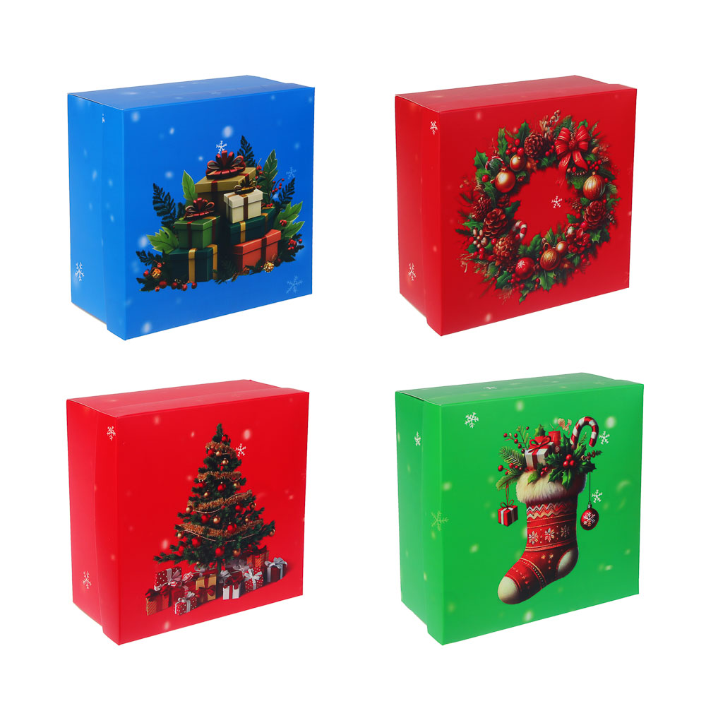 Коробка складная, 19,5x19,5x9,5см, бумага, арт.1, 4 дизайна - #7