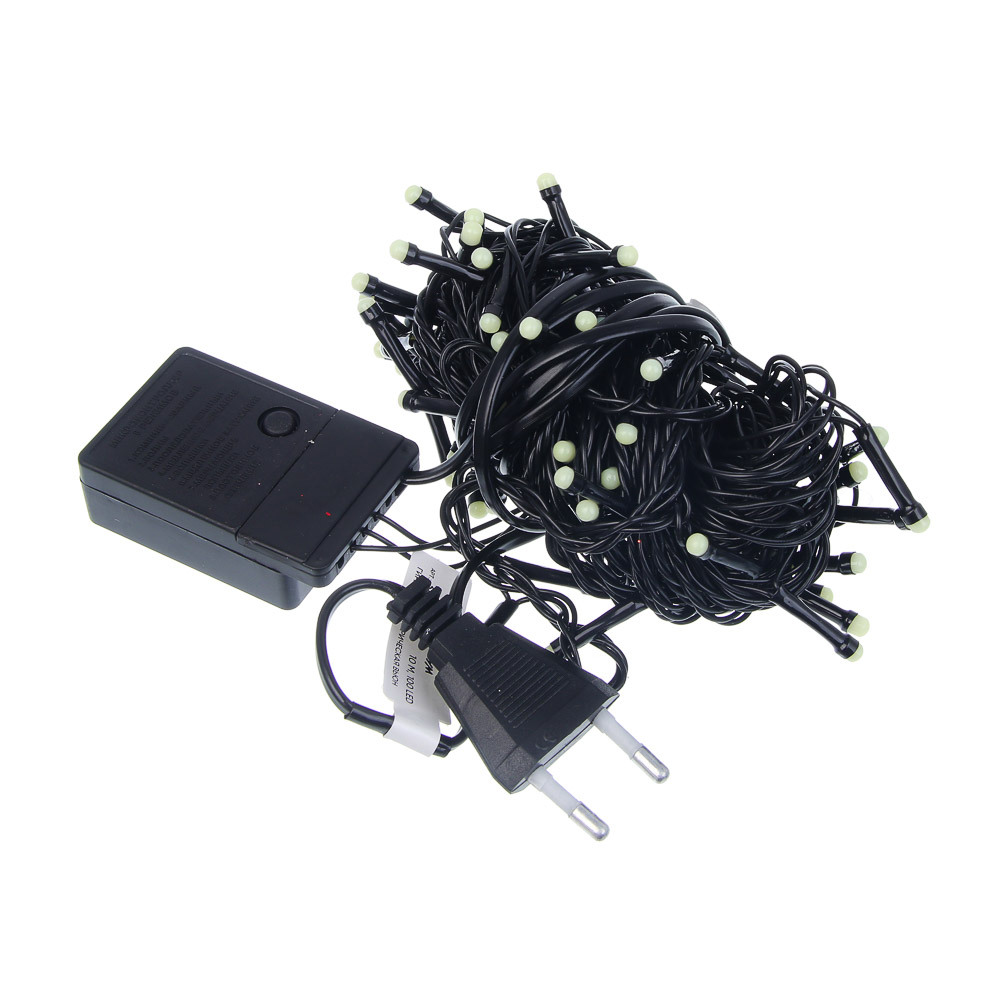 СНОУ БУМ Гирлянда эл. вьюн 10м, 100LED, белый, 8 режимов, ПВХ черный, 220В - #2