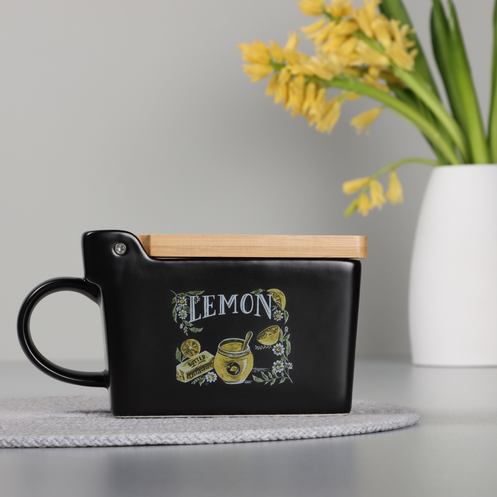 MILLIMI Лимонный курд Банка для соли, 300мл, 15,5х9х7,5см, керамика, бамбук - #7