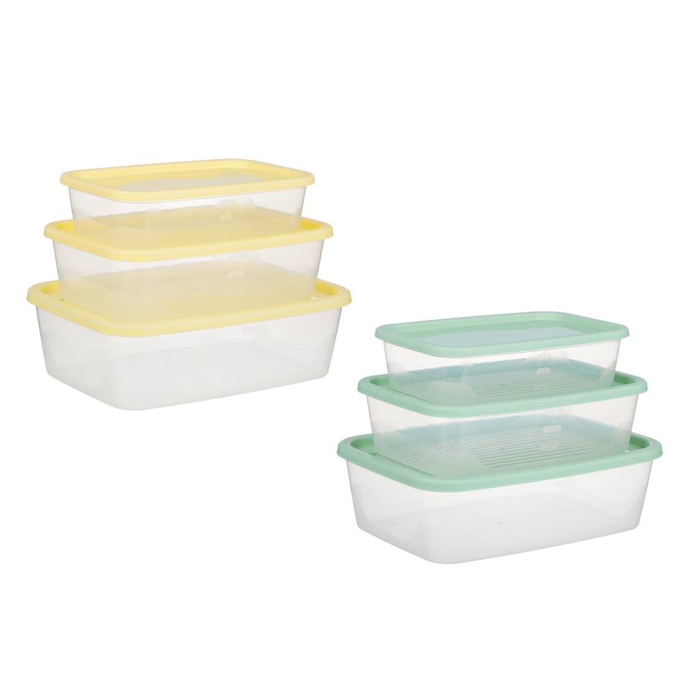 Набор прямоугольных контейнеров пищевых 3шт (1л; 1,7л; 2,7л), пластик - #1