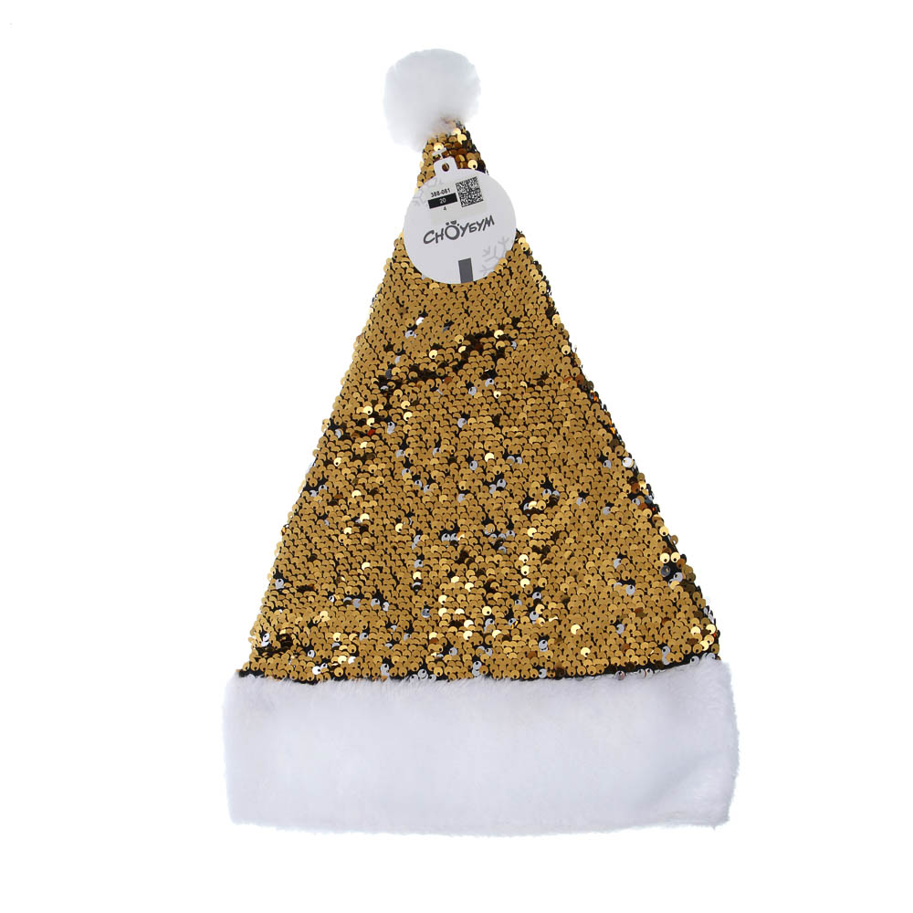 СНОУ БУМ Колпак новогодний с двусторонними пайетками, 28х42см, полиэстер, 3 дизайна - #7