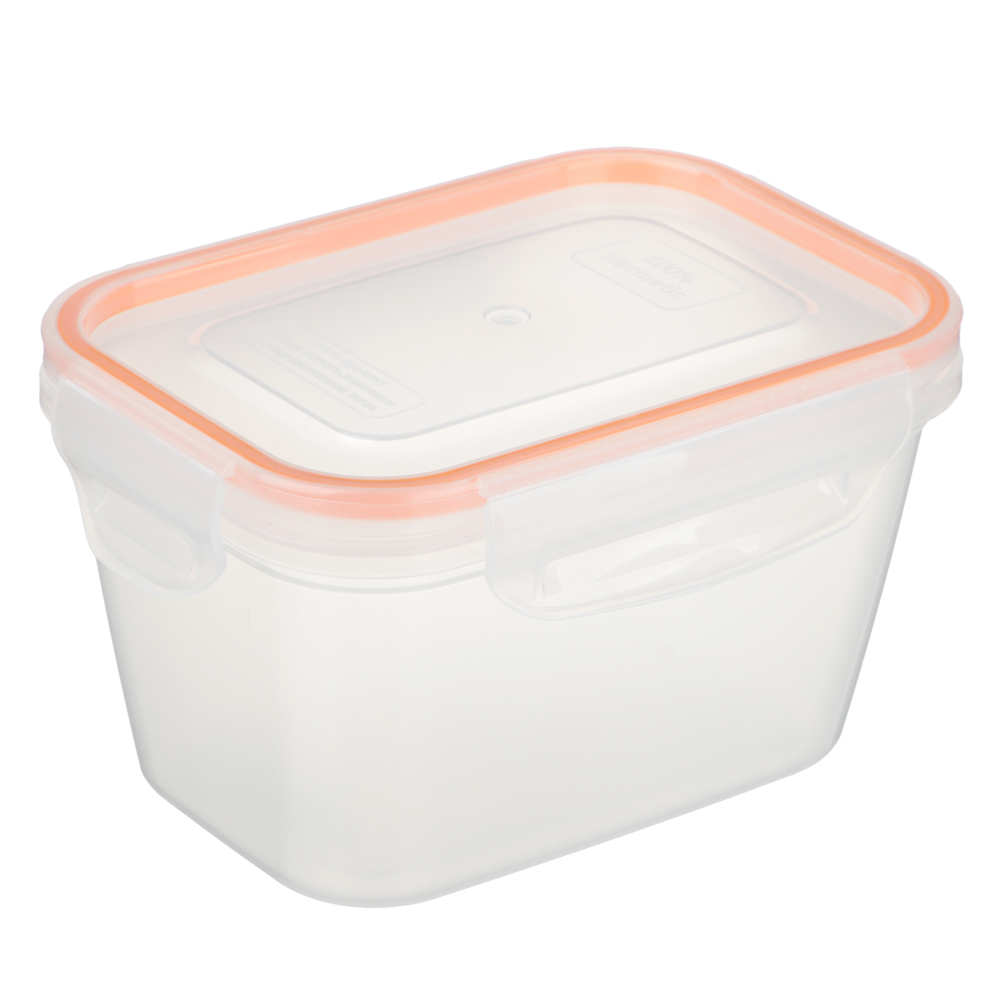 Контейнер пищевой герметичный с защелками 0,77л, прямоугольный конусный, пластик - #1