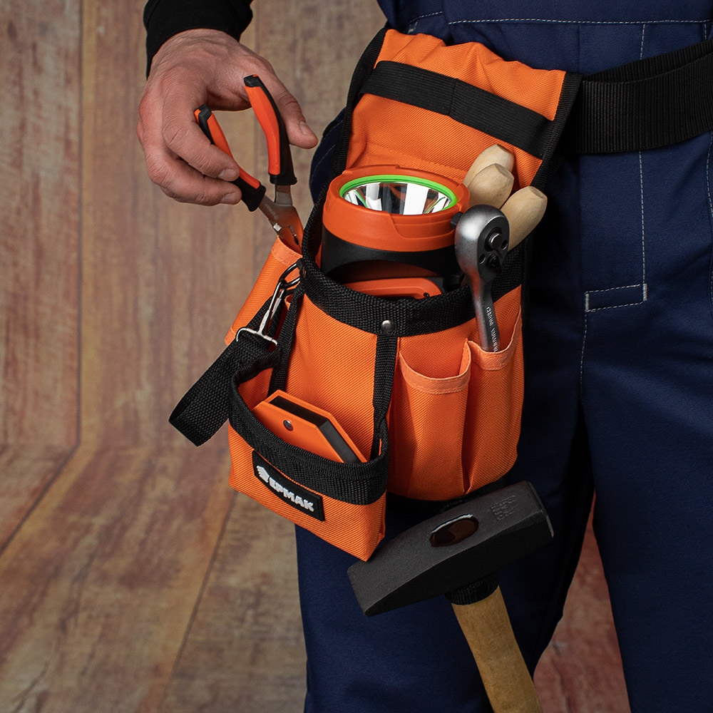 ЕРМАК Сумка-пояс одинарная, держатель для молотка, 6 карманов, 29x24см - #10