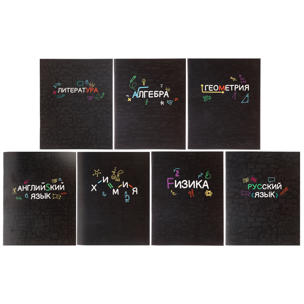 ClipStudio Тетрадь 48л. "Предметная", БЕЛЫЕ ЛИСТЫ, обл.картон, скрепка, 7 видов, справ.мат-л - #1