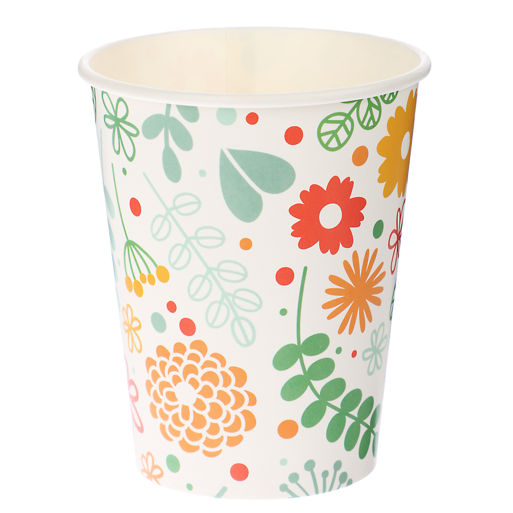 Набор бумажных стаканов Лимоны, Желтые цветы в ассортименте, в т/у пленке, 6шт*250 мл - #1