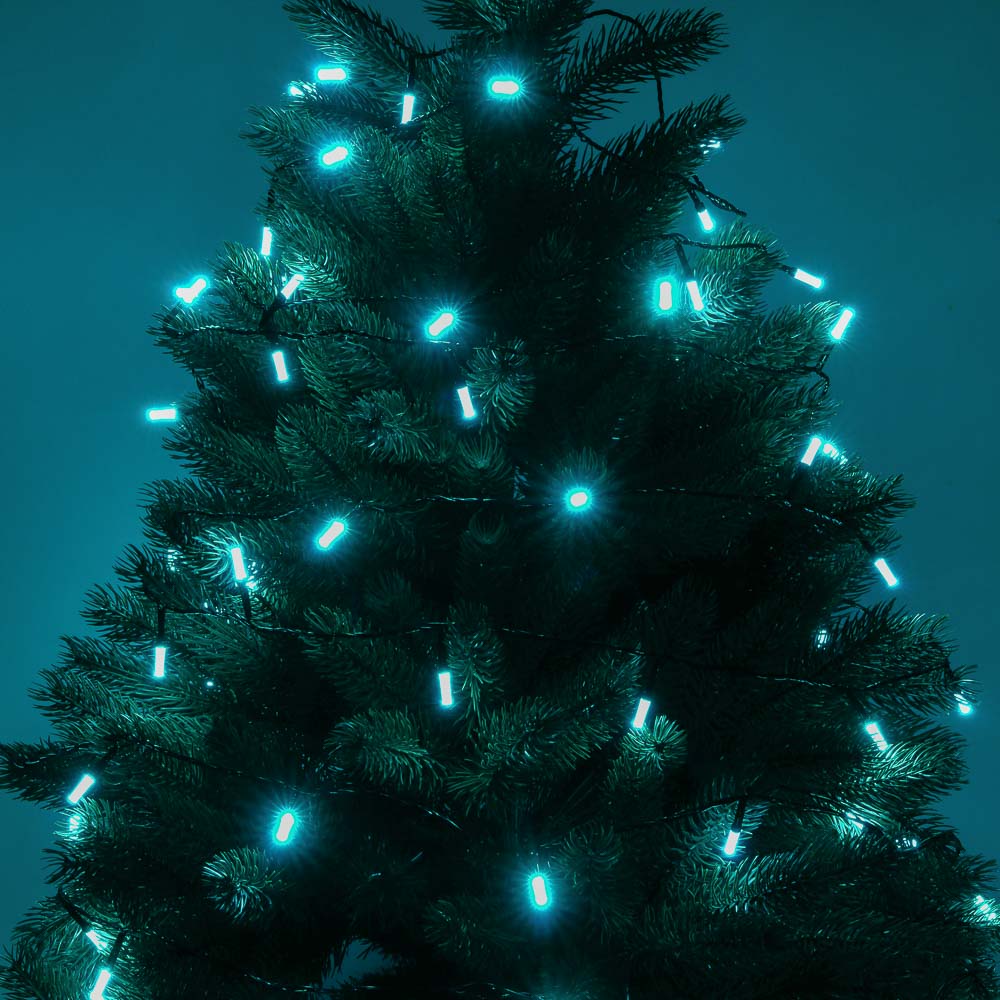 СНОУ БУМ Гирлянда эл. вьюн 10м, 80LED, аква, 8 реж., ПВХ черный, 220В - #5