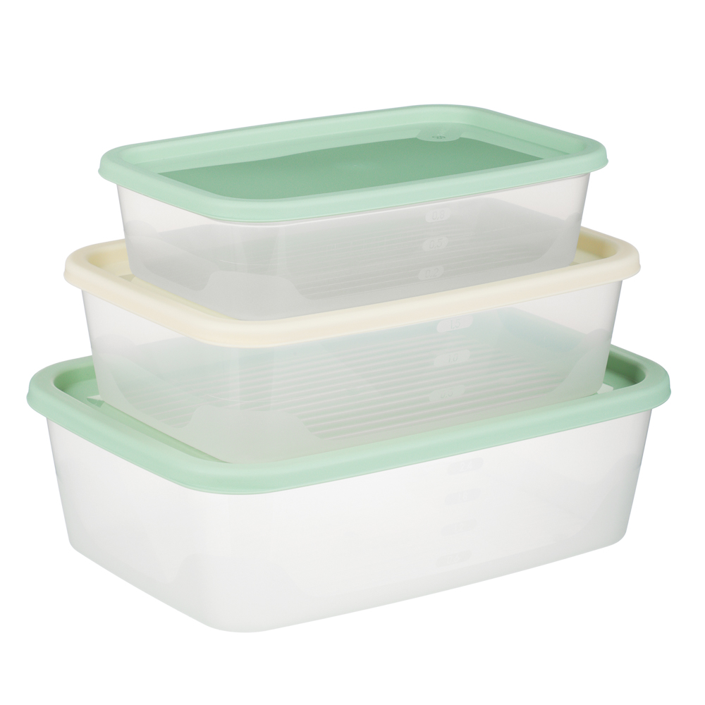 Набор прямоугольных контейнеров пищевых 3шт (1л; 1,7л; 2,7л), пластик - #1