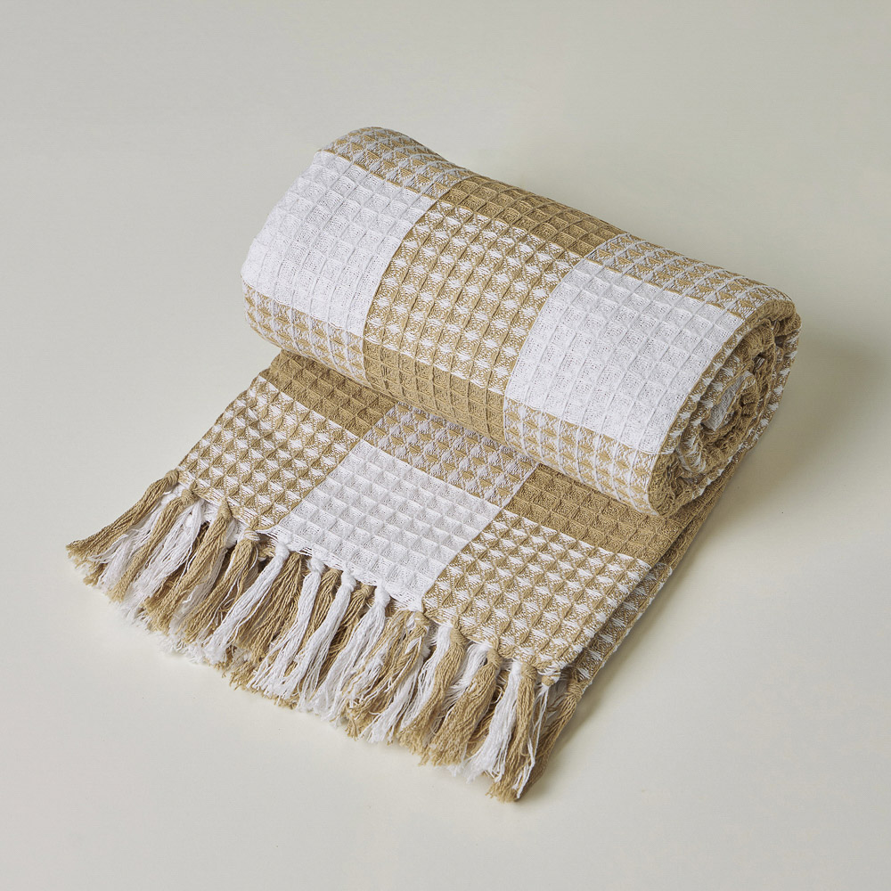 PROVANCE Basic Плед хлопок, 180х200см, клетка, бежевый - #7