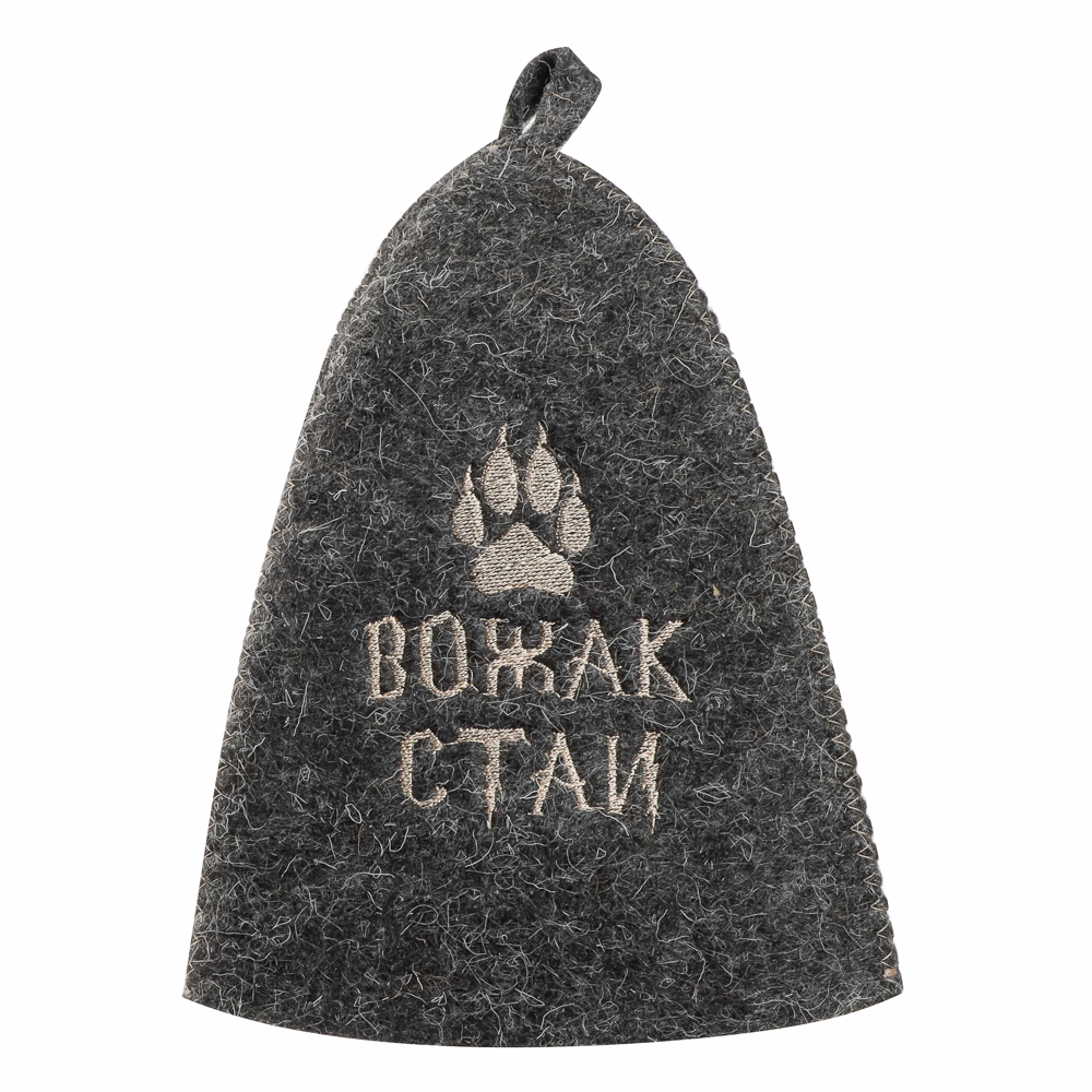 Шапка банная с вышивкой 3 диз. Амонд в асс., войлок серый/белый - #3