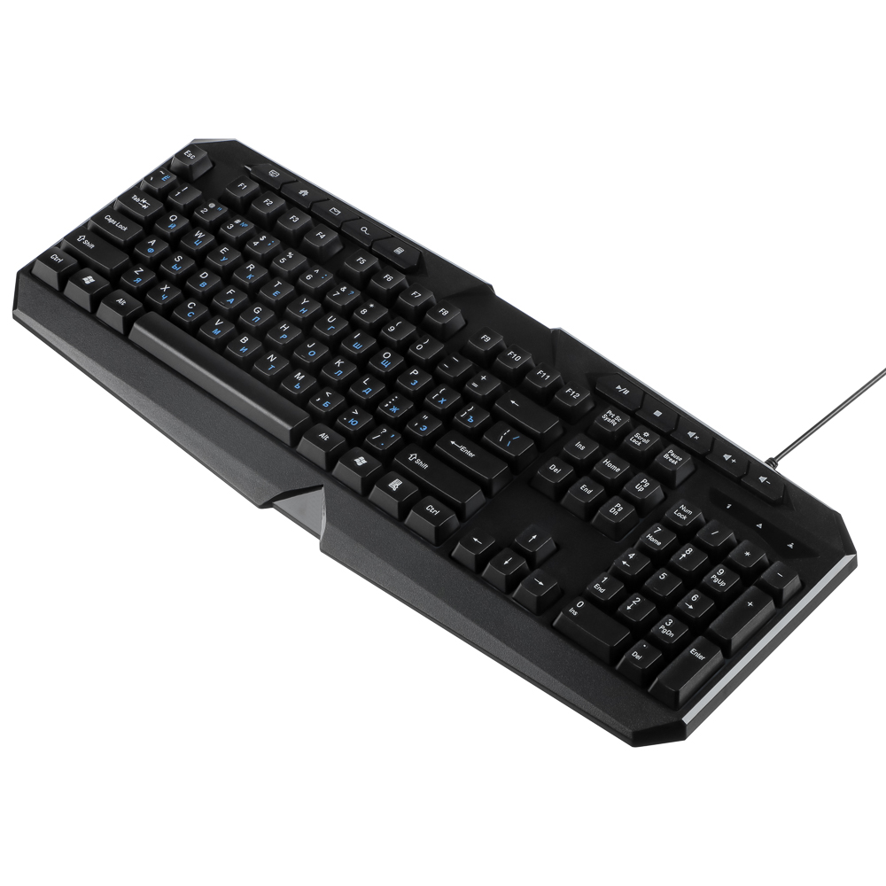 BY Клавиатура мембранная 114кл., Rainbow подсветка, синяя кириллица, кабель 165см, чёрный - #3