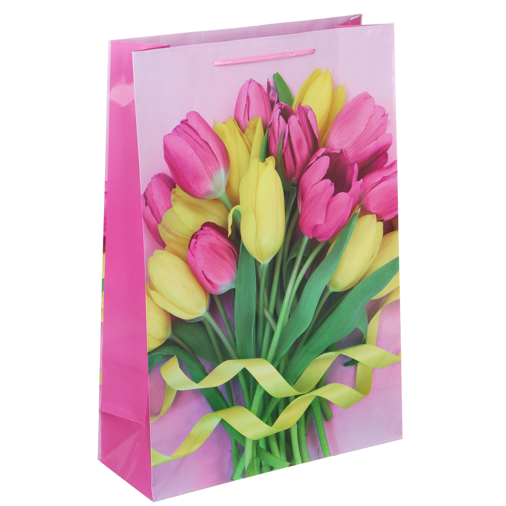 LADECOR Пакет подарочный, бумажный, 26x38x10 см, 4 дизайна, тюльпаны - #6