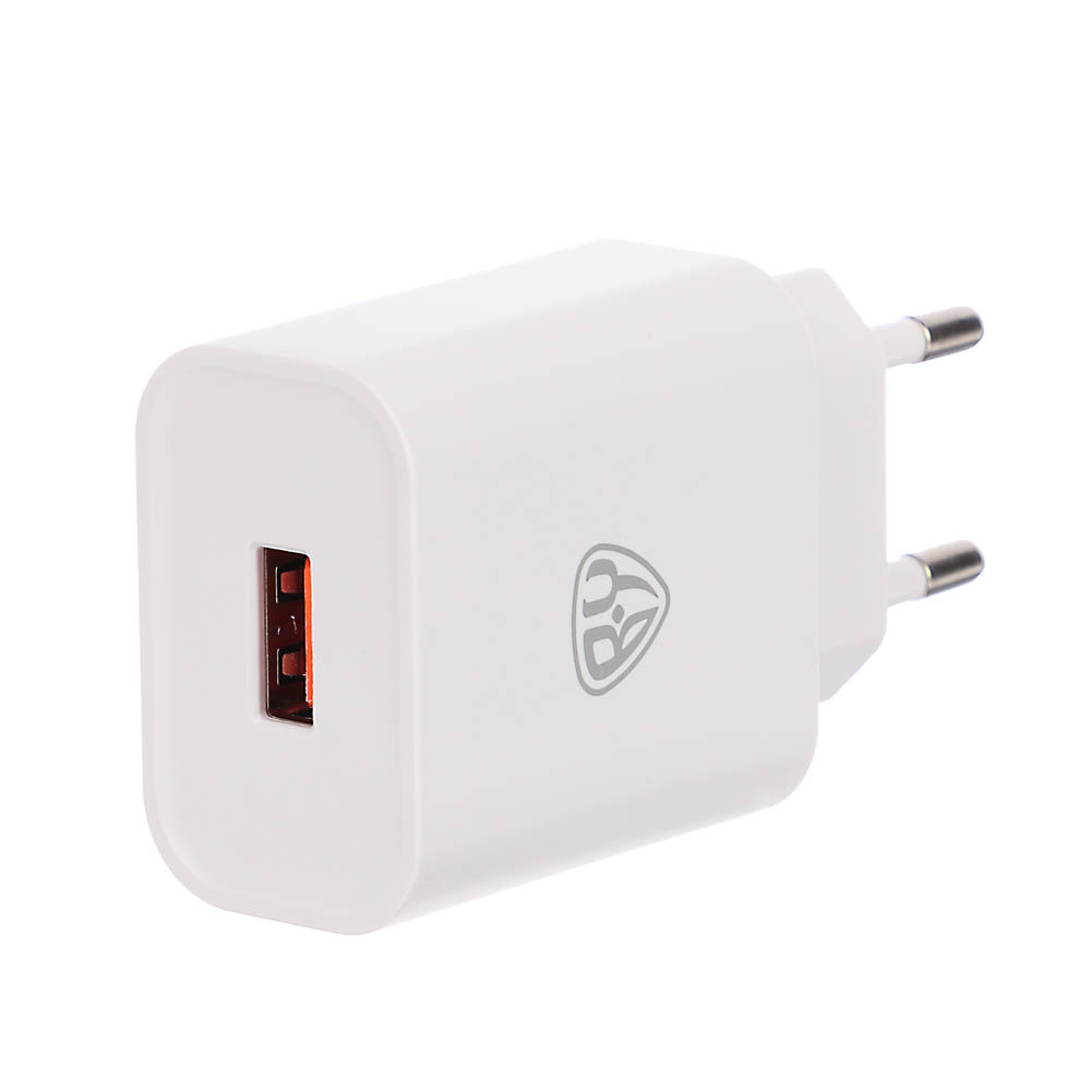 BY Комплект СЗУ Simple 18Вт, USB-A QC+ кабель Type-С, 3А, 100см, 110-240В, 50-60Гц, пластик, белый - #4
