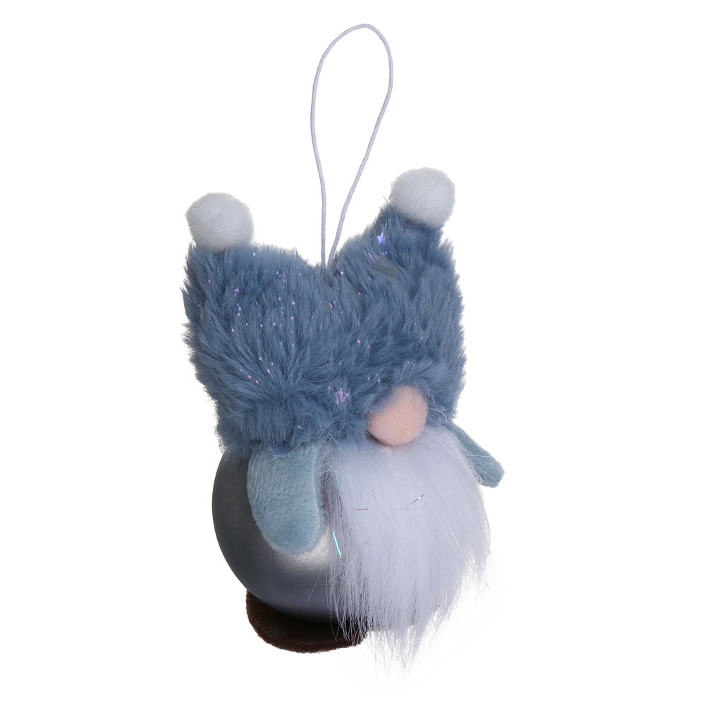 СНОУ БУМ Сувенир елочный Гномик 8x6x11 см, полиэстер, белый, синий, 2 вида - #3