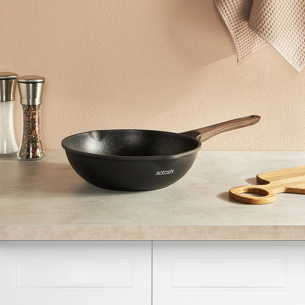 SATOSHI Карнуа Сотейник литой d28см, антипригарное покрытие Мрамор, индукция - #8