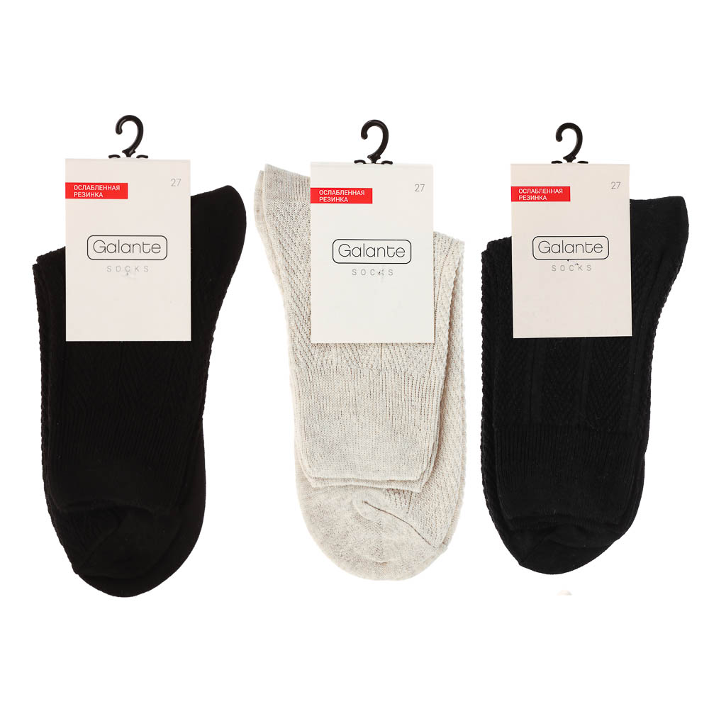Носки с ослабленной резинкой GALANTE, р. 27, 80% хлопок, 17% полиамид, 3% эластан, цвета в ас-те - #6