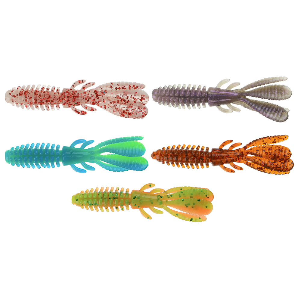 Набор силиконовых приманок "Кальмар" тм AZOR FISHING, плавающая, съедобная, 75мм, 5шт, 5 цветов - #1