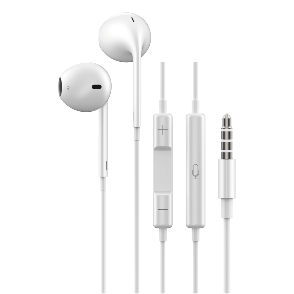 Наушники проводные вкладыши с микрофоном BY Space, jack 3.5мм, 120см, белый - #1
