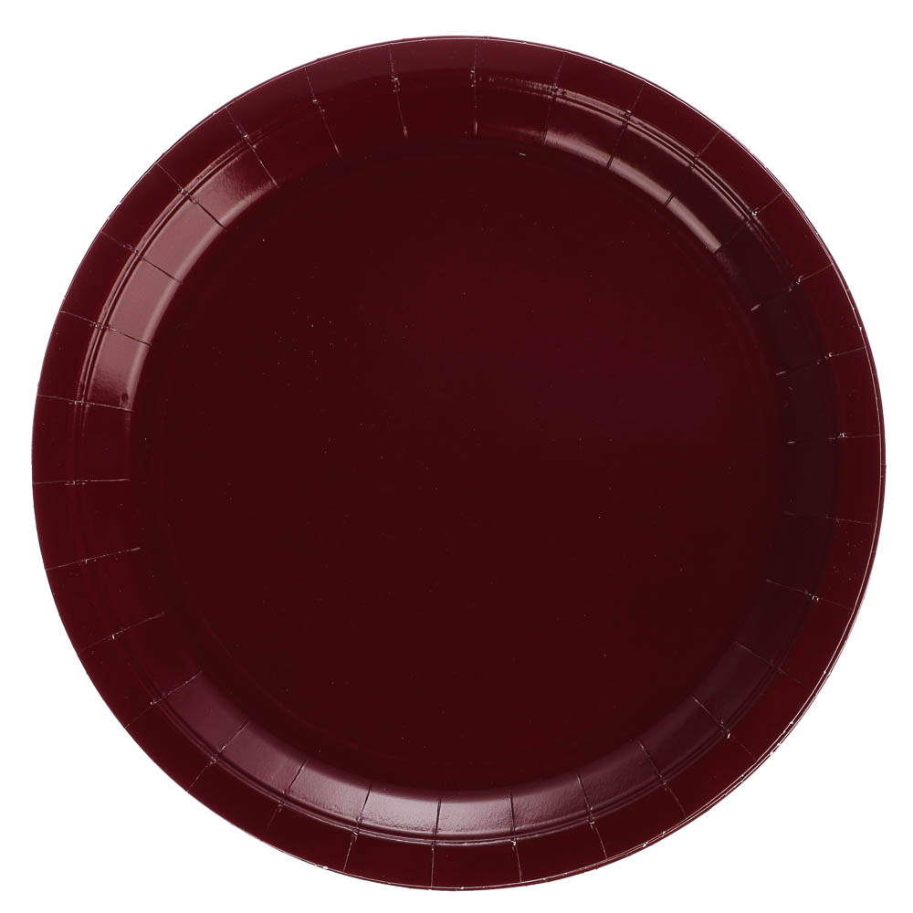 Тарелка бордовая, персиковая в асс 23см 6шт - #2