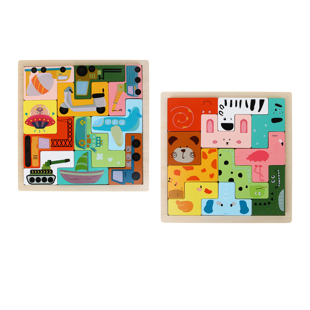 ИГРОЛЕНД Развивающая игра на логику с заданиями 19х19х2см, дерево, 2 диз. - #2