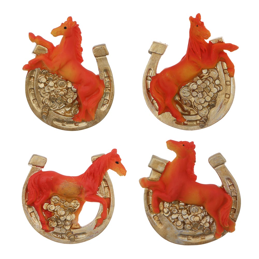 СНОУ БУМ Магнит Лошадка с подковой 5.5x2x7 см, полистоун, 4 вида - #1