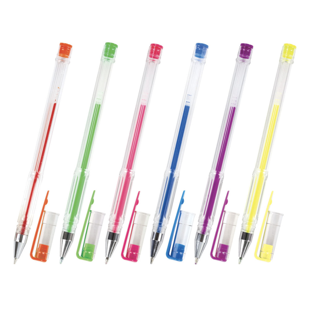 Набор гелевых ручек, 6 цветов, неоновые чернила, прозр. корпус, 0,7 мм, линия письма 0,5 мм, 142798 - #2