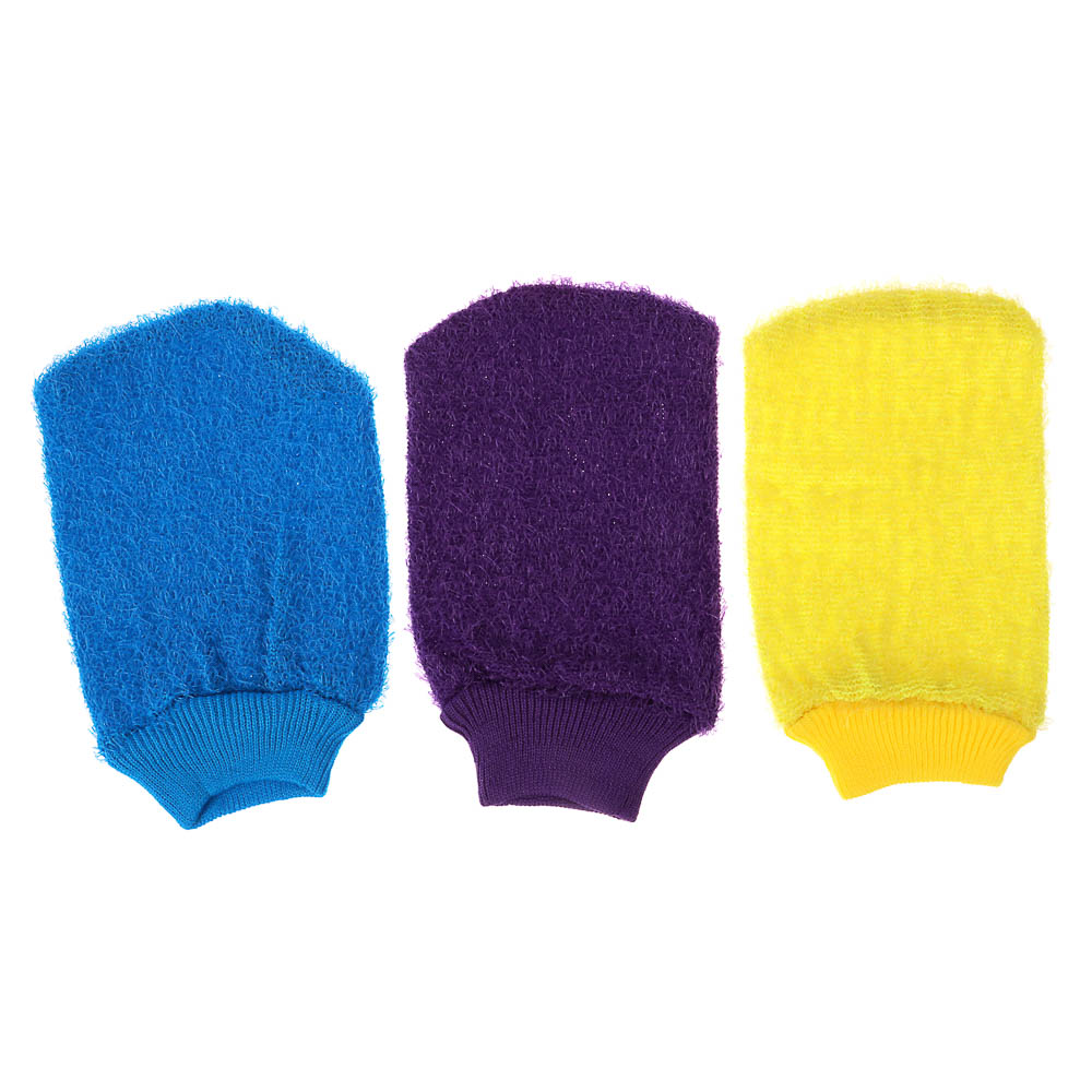 ЮL Мочалка рукавица банная с отшелушивающим эффектом, полипропилен,  11х19см, 6-12 цветов - #4