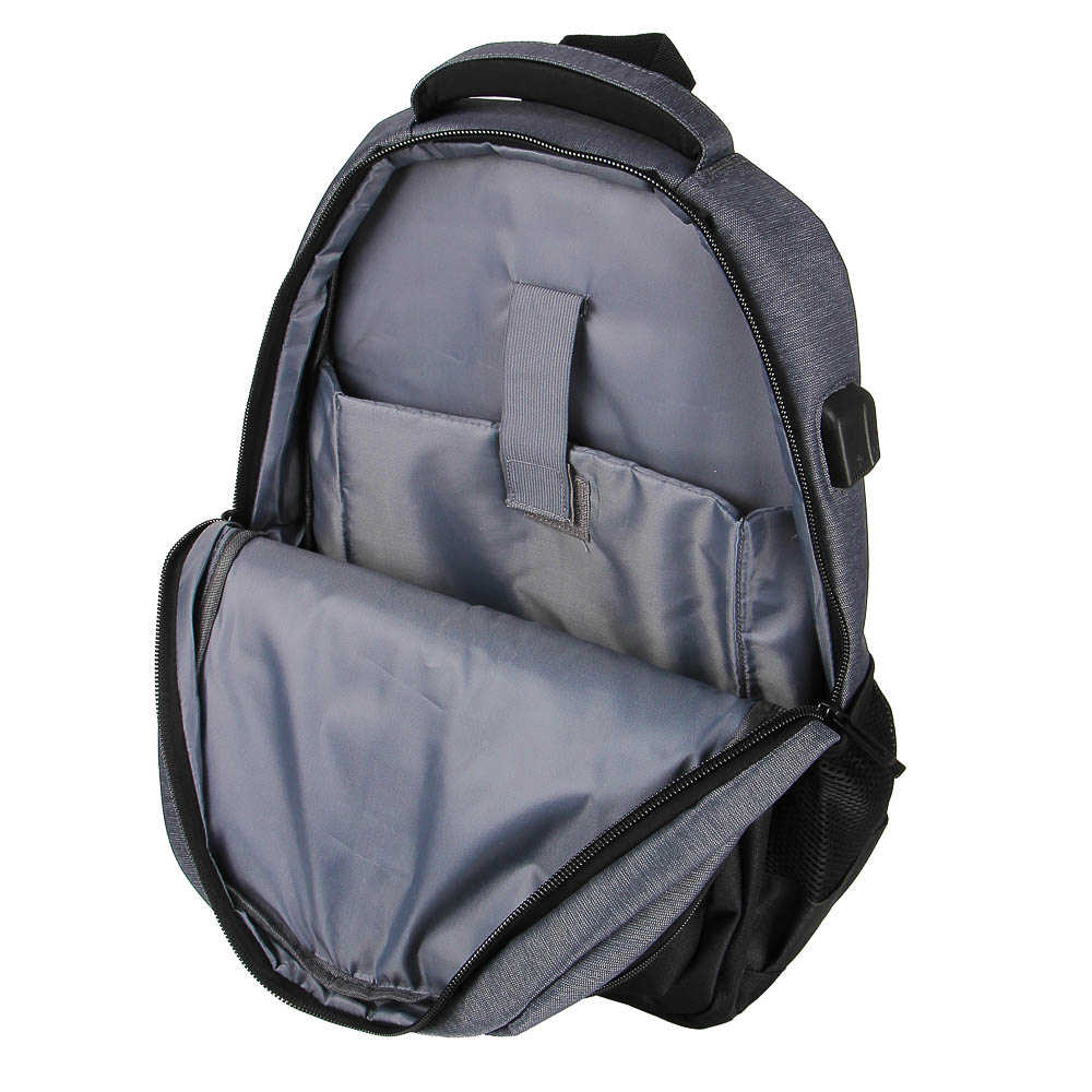 Рюкзак универсальный 46x35,5x19см, 2 отд, 3 карм., спинка с эрг.элементами, USB/науш., серый, ПЭ - #5