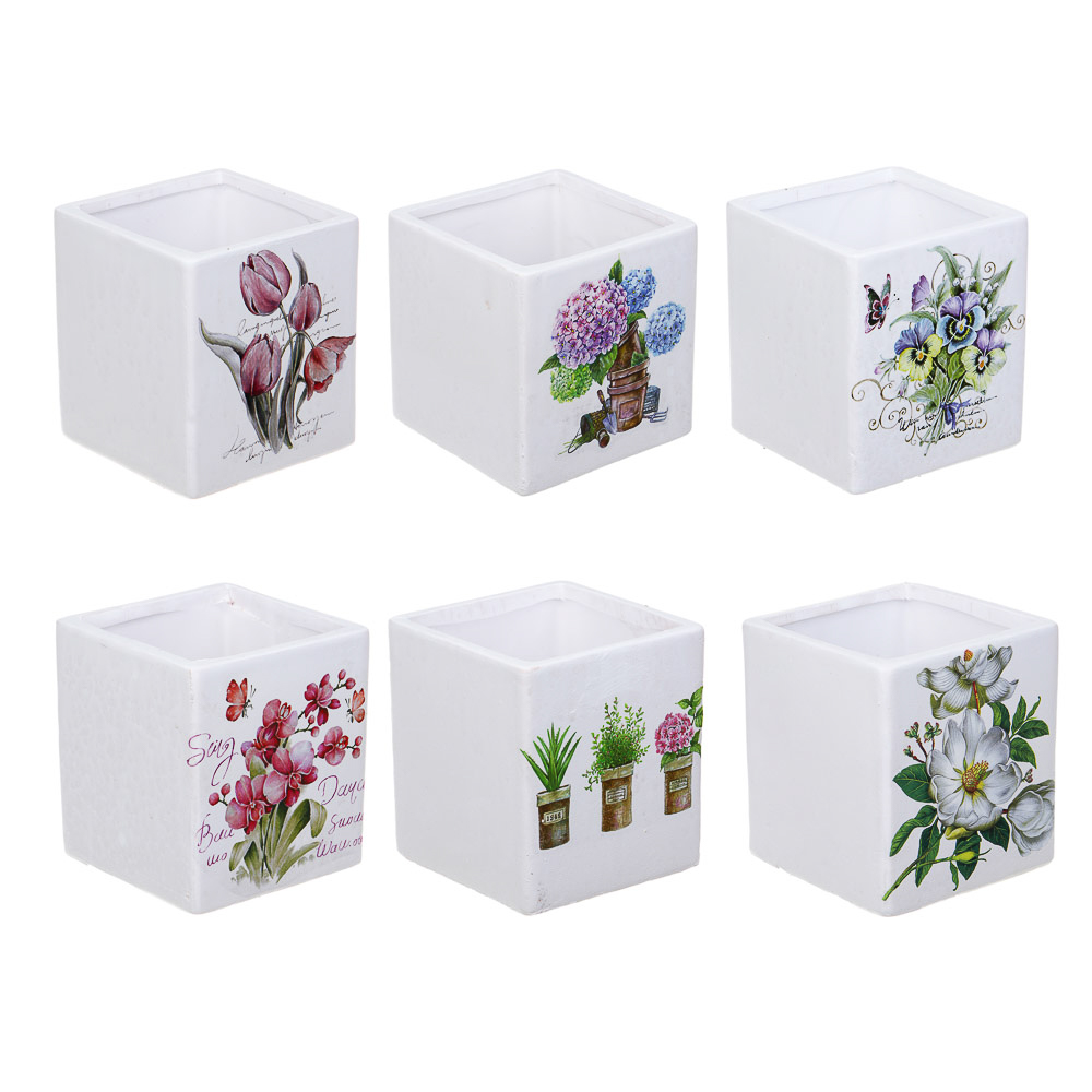 INBLOOM Кашпо Цветы 10х9см, керамика - #1