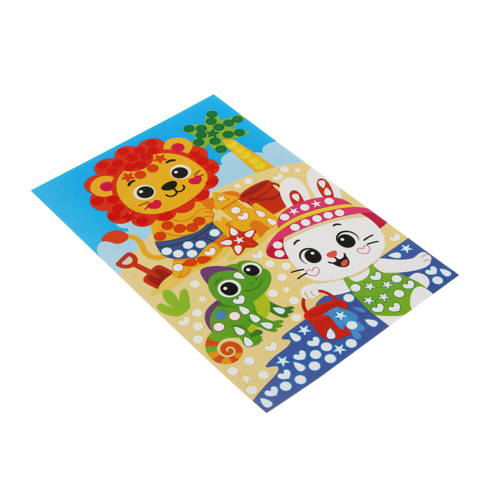 Аппликация из самоклеящихся наклеек "Кружочек", 2 картинки, наклейки, бумага, 20х30см, 6 дизайнов - #4