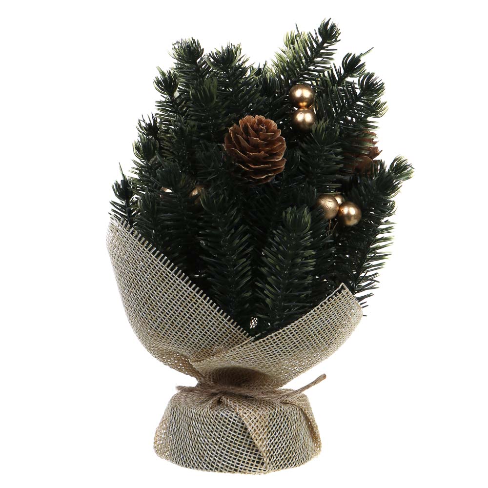СНОУ БУМ Елочка литая 100% РЕ, шишка, золотая ягода, 18 см, 26-60 - #1