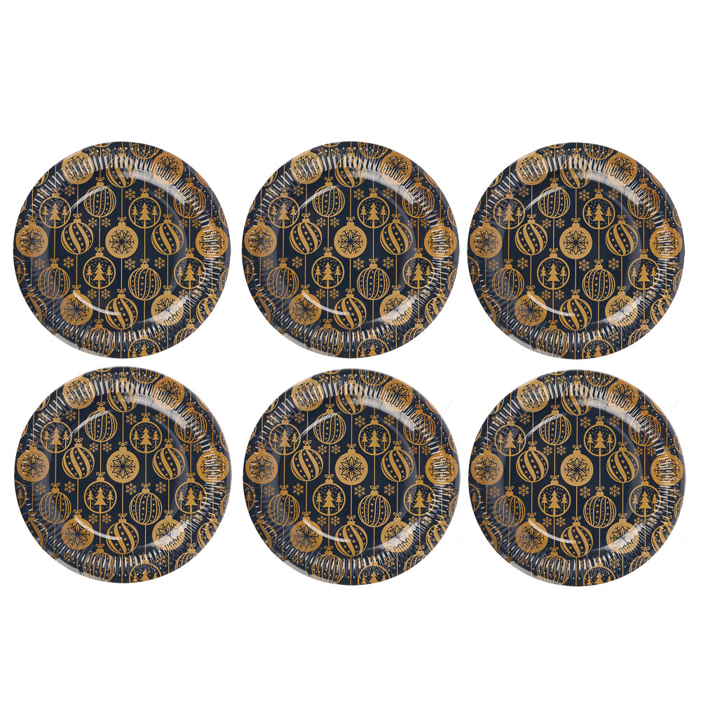 Набор бумажных тарелок Золотые шарики, 6 шт d=230 мм - #2