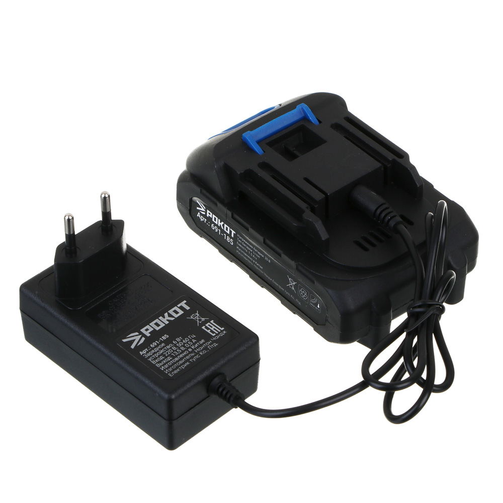 РОКОТ Электропила аккумуляторная, 1АКБ, шина 100мм, 2 А*ч Li-ion - #8