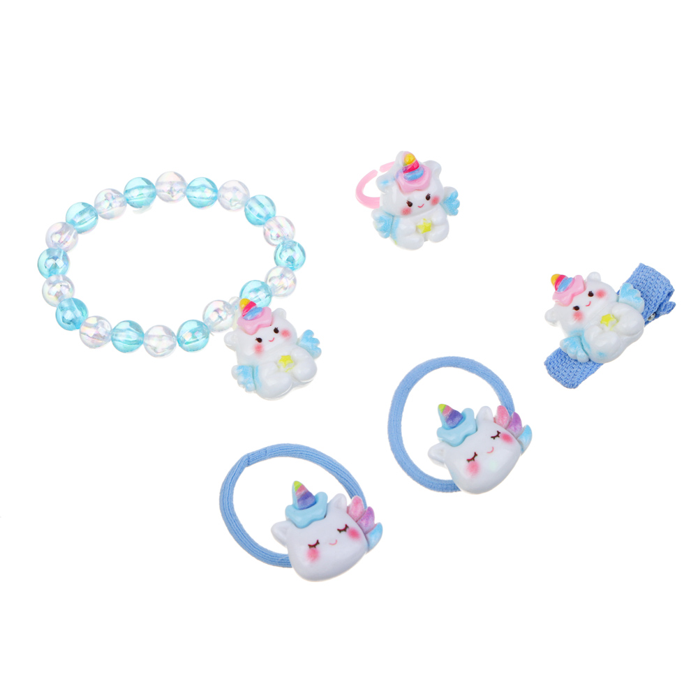 Набор детской бижутерии BY Русские супергерои: браслет, кольцо, резинки 2шт, заколка, 3 дизайна - #2