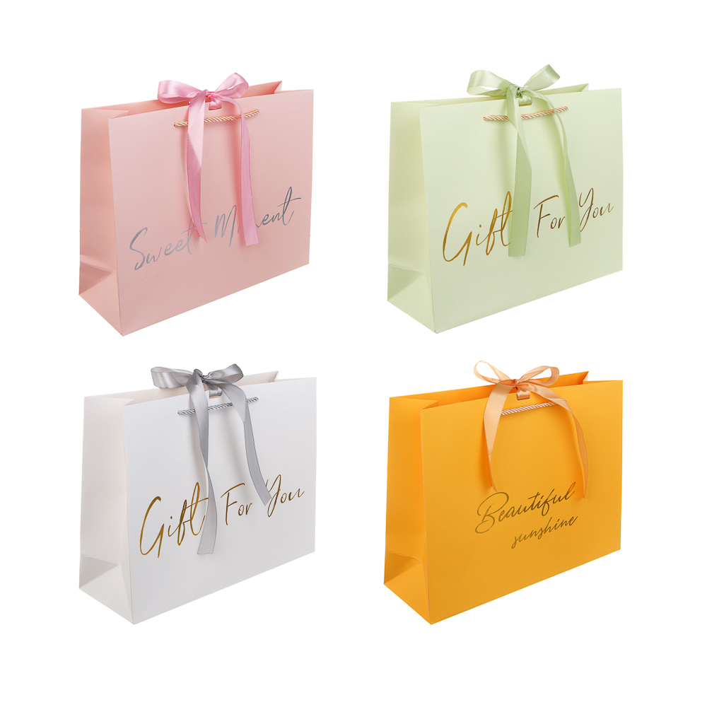 Пакет подарочный вскч бум., 210 гр, с лентой, L 32x26x11 см, 4 цвета - #1