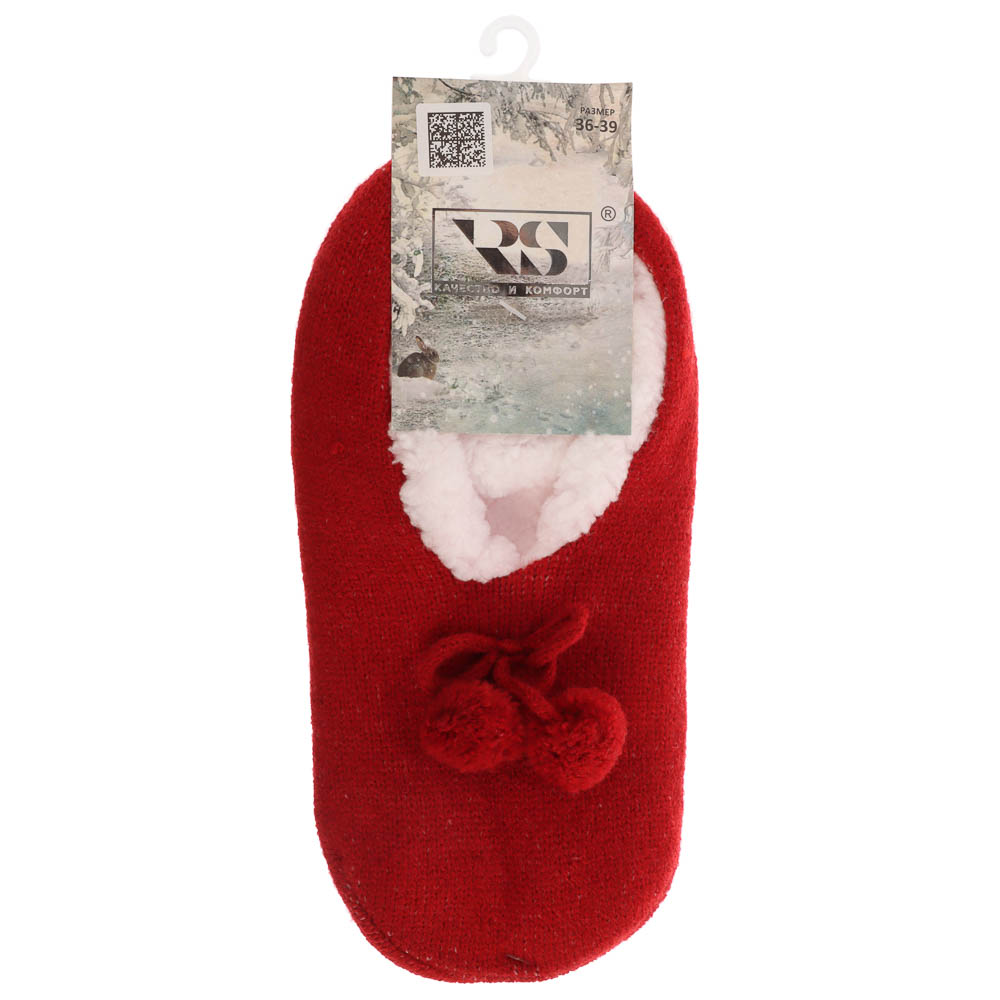 Носки женские с помпоном, тм RS, верх 75% акрил, 25% полиэстер, внутри 100% полиэстер, р. 36-39 - #4