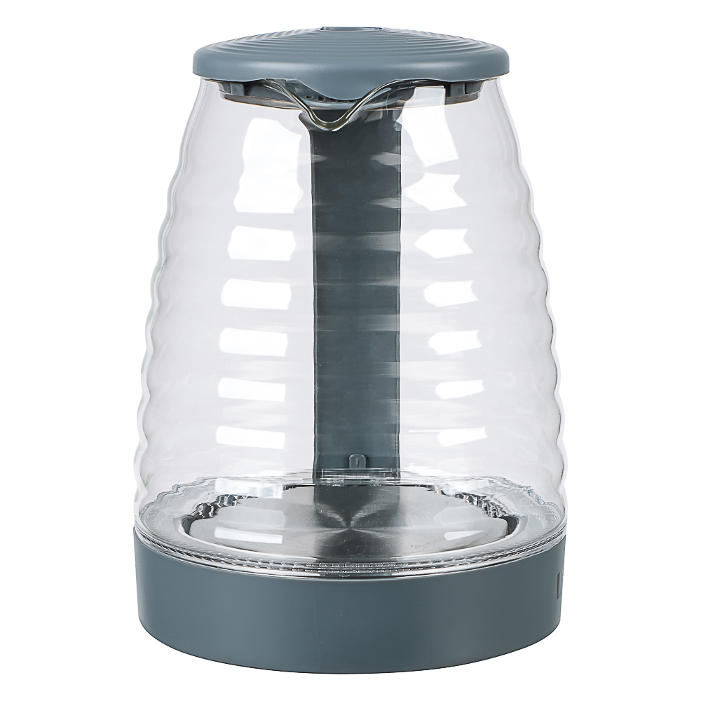 LEBEN Чайник электрический 1,8л стекло, серый, рифленое стекло - #10