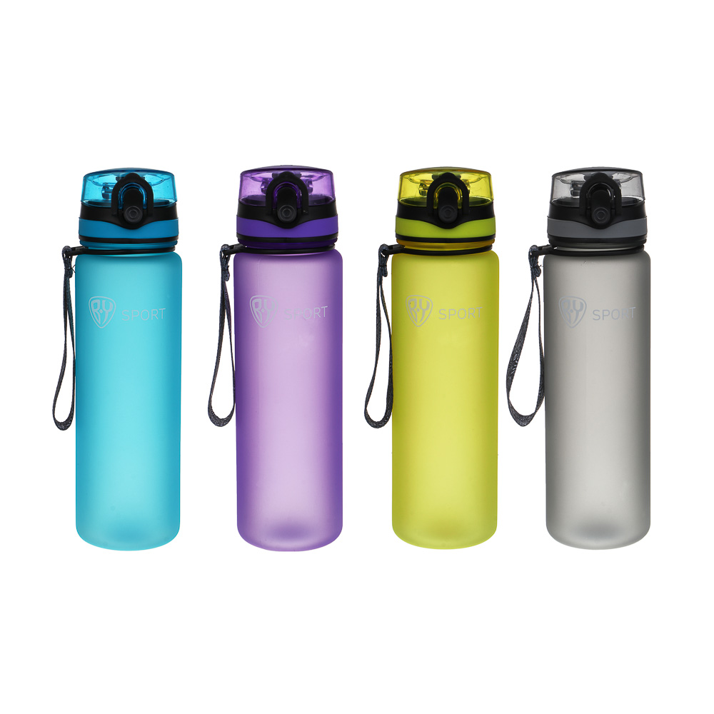 Бутылка спортивная для воды с поильником тм BY SPORT, 600мл, 23x6см, PC, силикон, 4 цвета - #1